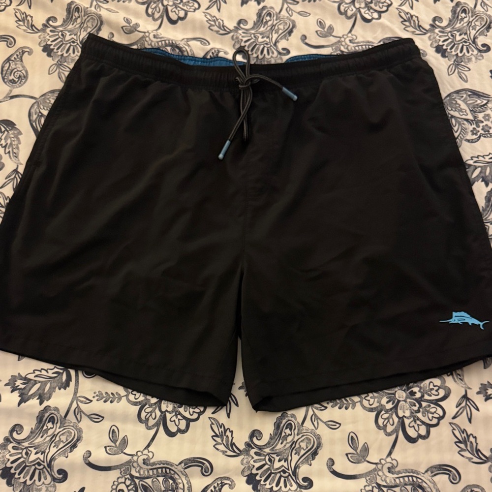 Tommy Bahama Black Swim Trunks with Blue Details